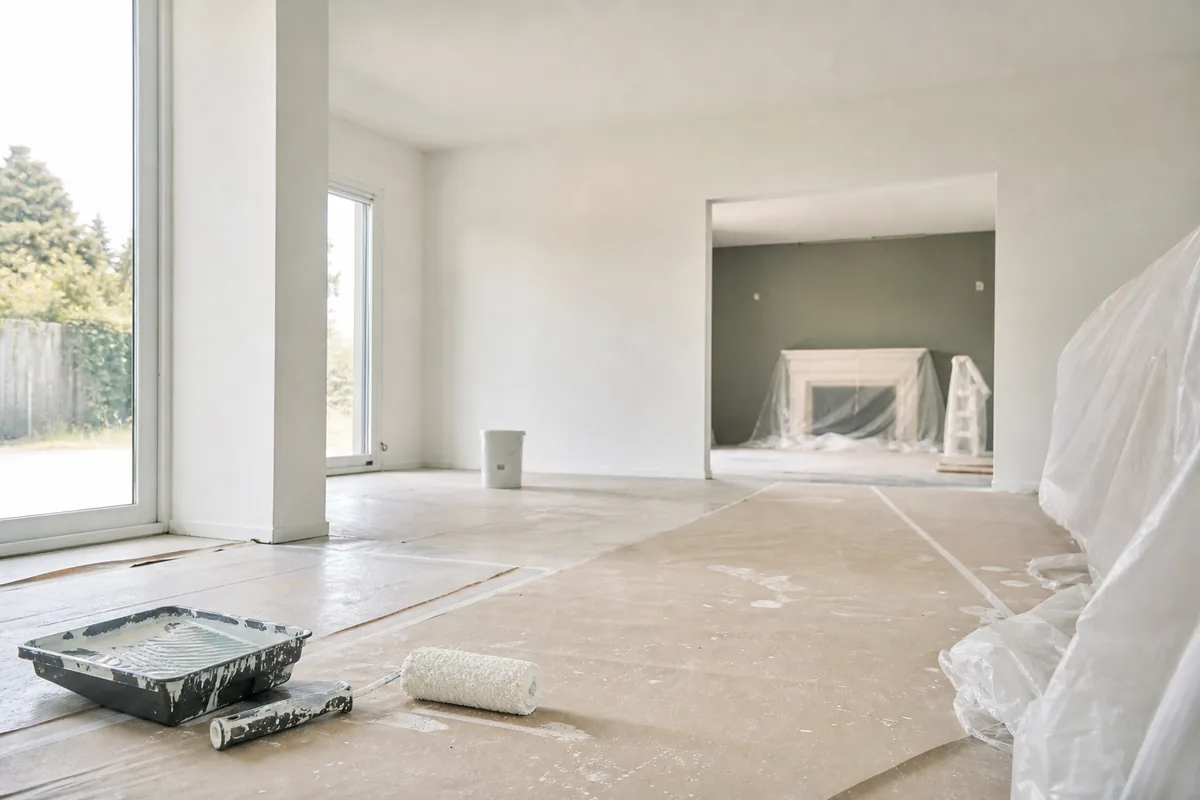 Pièce de vie en cours de rénovation légère
