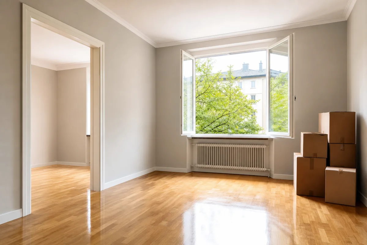 Appartement entièrement vide et fraîchement nettoyé